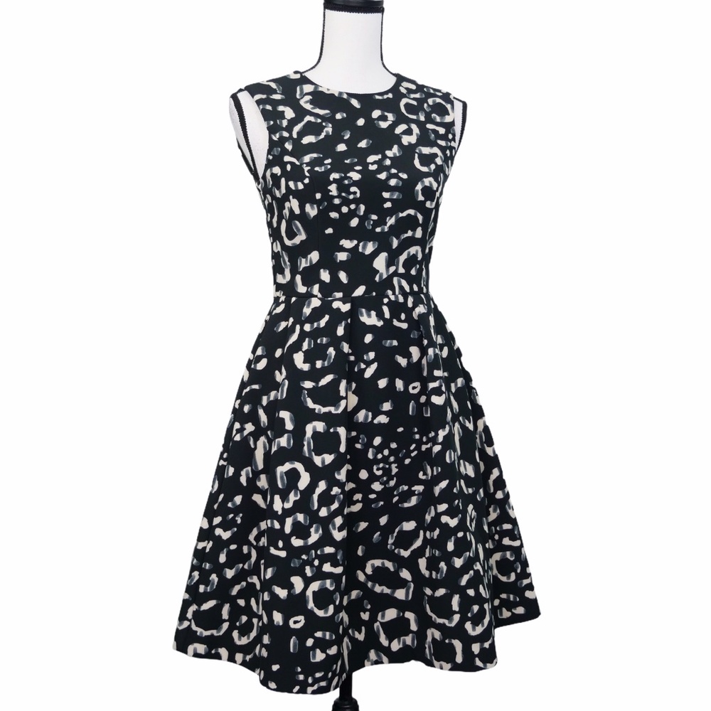 H&M Black Leopard Pleated Party Sz 6